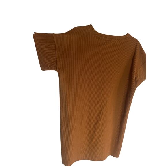 Madewell Women's Ribbed Pocket T-Shirt M Short Sleeve Casual Rust Brown - Picture 12 of 14